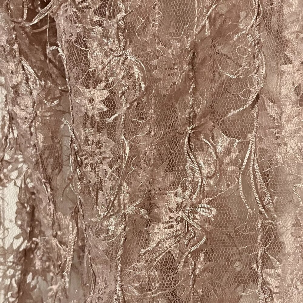 Willow & Root sheer floral lace top size small powder pink fringe detail - Picture 9 of 11
